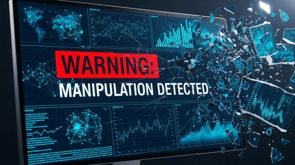 조작된 데이터를 탐지하는 보안 시스템의 경고 화면